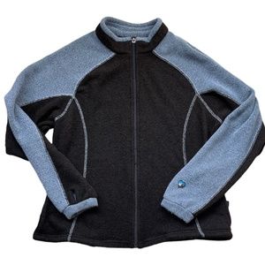 Kuhl Alfpaca Fleece Full Zip Hoodie in Black & Blue Size Medium